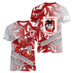 St George Illawarra Dragons Rugby Women V-Neck T-Shirt Fierce Mascot Geometric Tribal Art