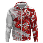 St George Illawarra Dragons Rugby Zip Hoodie Fierce Mascot Geometric Tribal Art