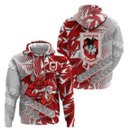 St George Illawarra Dragons Rugby Zip Hoodie Fierce Mascot Geometric Tribal Art