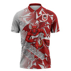 St George Illawarra Dragons Rugby Zipper Polo Shirt Fierce Mascot Geometric Tribal Art