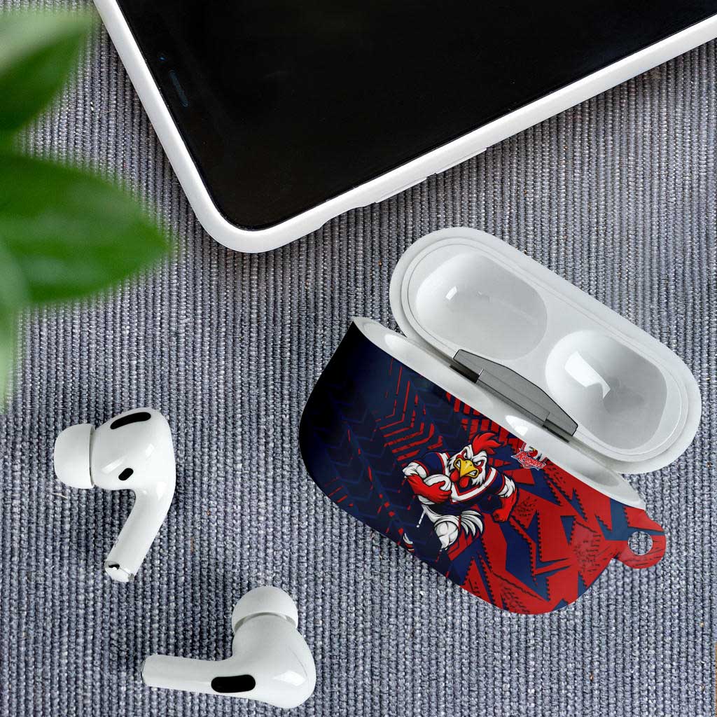 Sydney Roosters Rugby AirPods Case Fierce Mascot Geometric Tribal Art