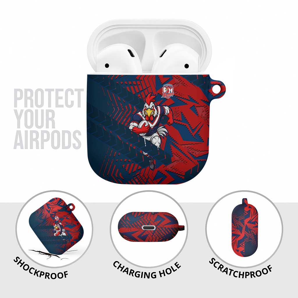 Sydney Roosters Rugby AirPods Case Fierce Mascot Geometric Tribal Art
