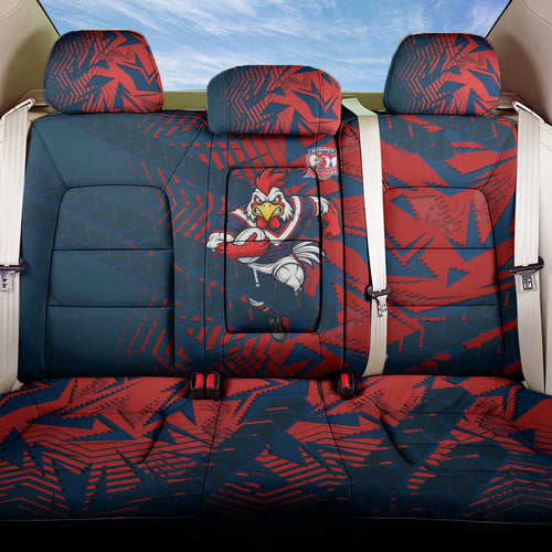 Sydney Roosters Rugby Back Car Seat Cover Fierce Mascot Geometric Tribal Art