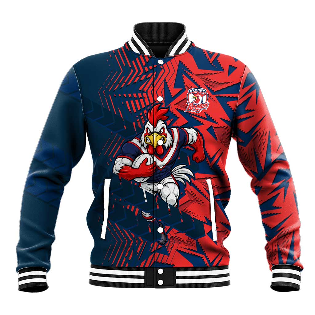 Sydney Roosters Rugby Baseball Jacket Fierce Mascot Geometric Tribal Art
