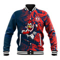 Sydney Roosters Rugby Baseball Jacket Fierce Mascot Geometric Tribal Art