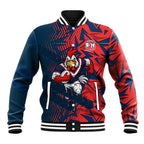 Sydney Roosters Rugby Baseball Jacket Fierce Mascot Geometric Tribal Art