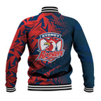 Sydney Roosters Rugby Baseball Jacket Fierce Mascot Geometric Tribal Art