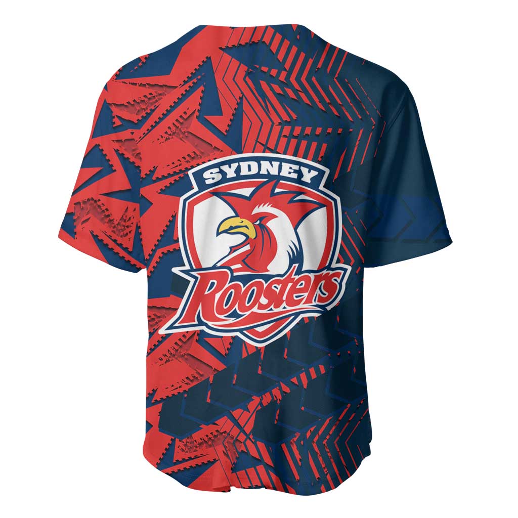 Sydney Roosters Rugby Baseball Jersey Fierce Mascot Geometric Tribal Art