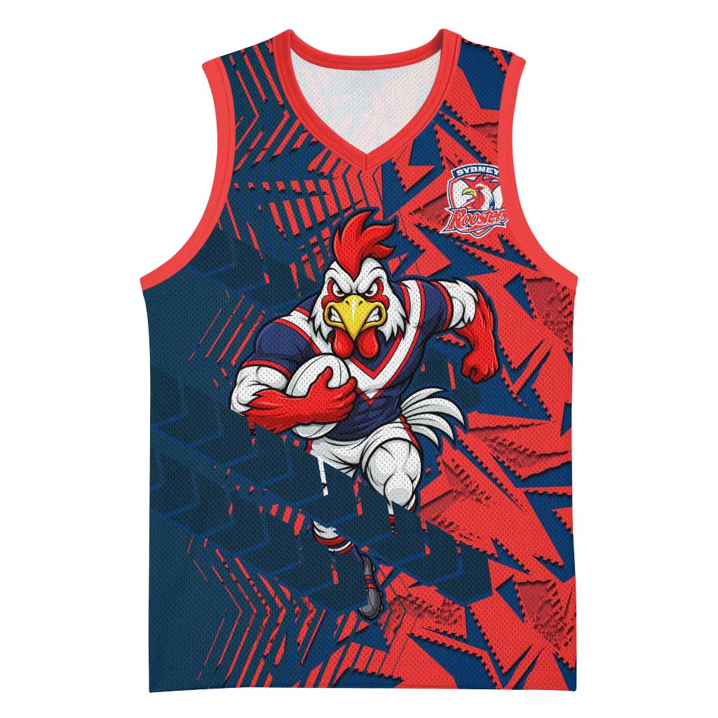 Sydney Roosters Rugby Basketball Jersey Fierce Mascot Geometric Tribal Art