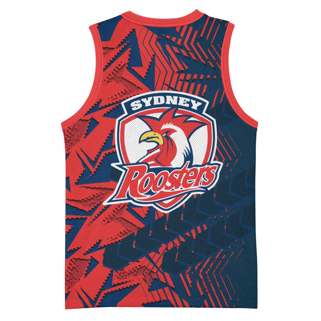 Sydney Roosters Rugby Basketball Jersey Fierce Mascot Geometric Tribal Art