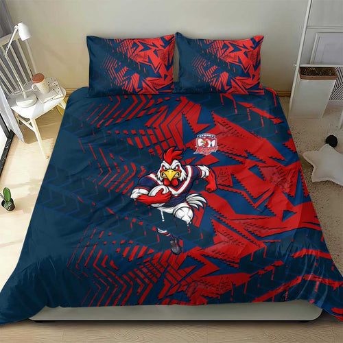 Sydney Roosters Rugby Bedding Set Fierce Mascot Geometric Tribal Art