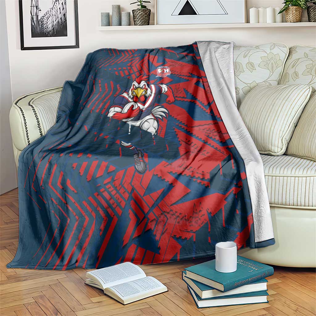 Sydney Roosters Rugby Blanket Fierce Mascot Geometric Tribal Art