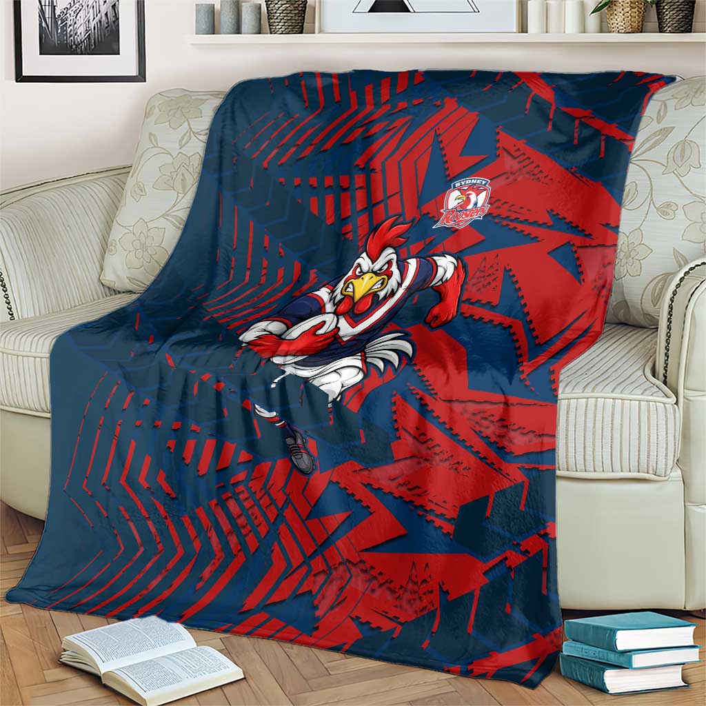Sydney Roosters Rugby Blanket Fierce Mascot Geometric Tribal Art