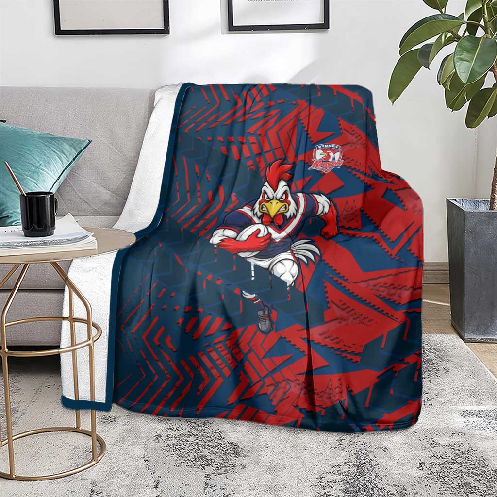 Sydney Roosters Rugby Blanket Fierce Mascot Geometric Tribal Art