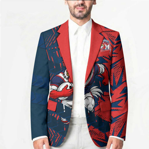 Sydney Roosters Rugby Blazer Fierce Mascot Geometric Tribal Art