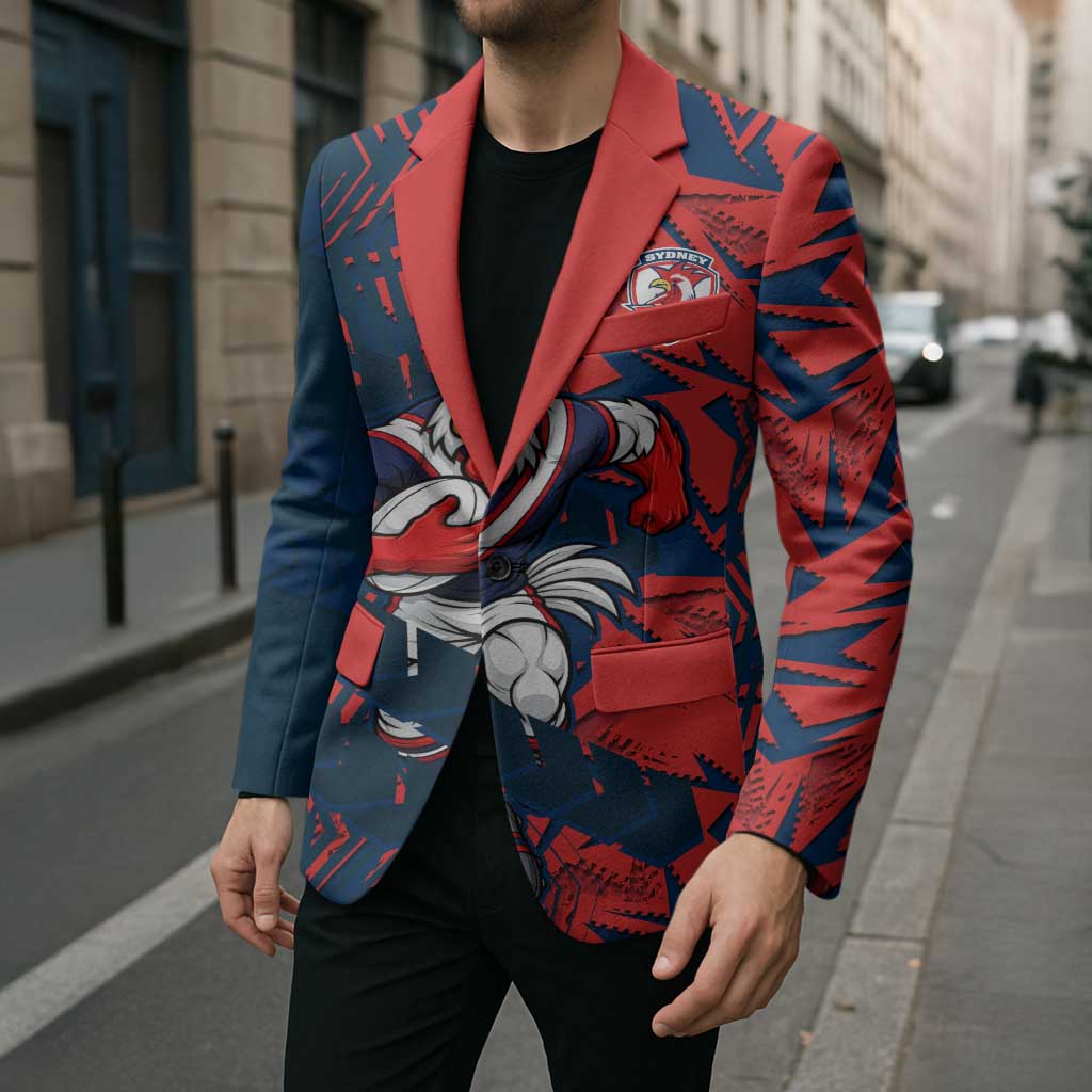 Sydney Roosters Rugby Blazer Fierce Mascot Geometric Tribal Art