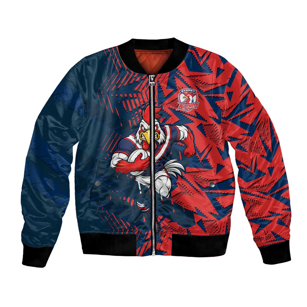 Sydney Roosters Rugby Bomber Jacket Fierce Mascot Geometric Tribal Art