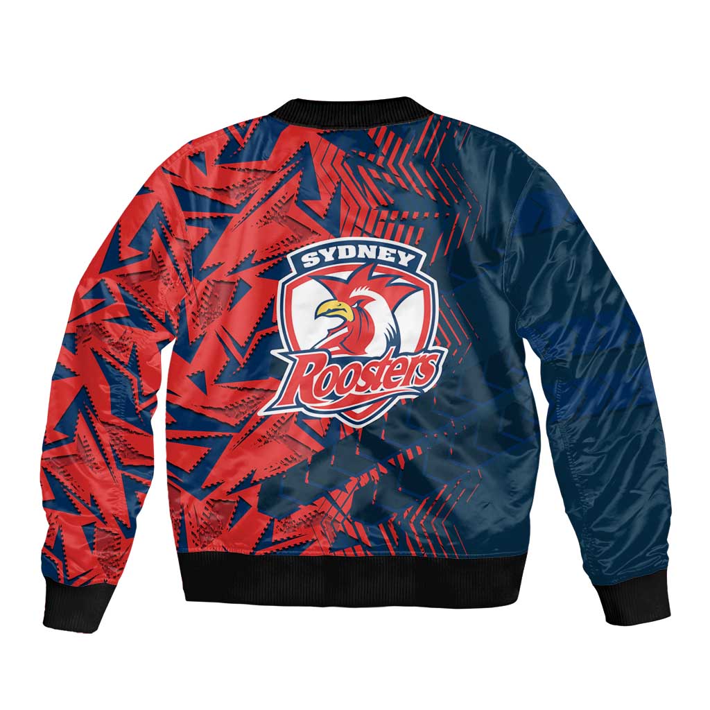 Sydney Roosters Rugby Bomber Jacket Fierce Mascot Geometric Tribal Art