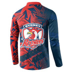 Sydney Roosters Rugby Button Sweatshirt Fierce Mascot Geometric Tribal Art
