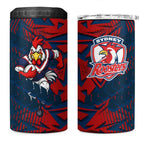 Sydney Roosters Rugby 4 in 1 Can Cooler Tumbler Fierce Mascot Geometric Tribal Art