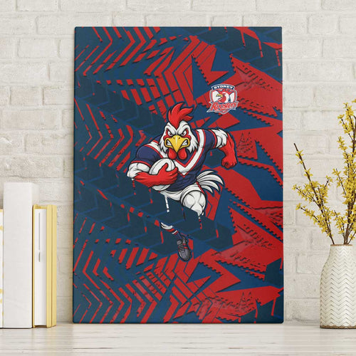 Sydney Roosters Rugby Canvas Wall Art Fierce Mascot Geometric Tribal Art