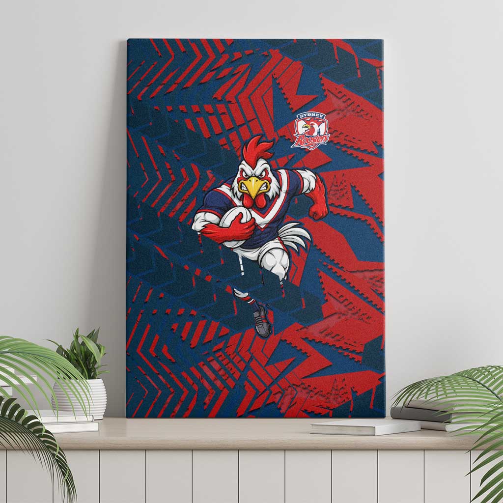 Sydney Roosters Rugby Canvas Wall Art Fierce Mascot Geometric Tribal Art