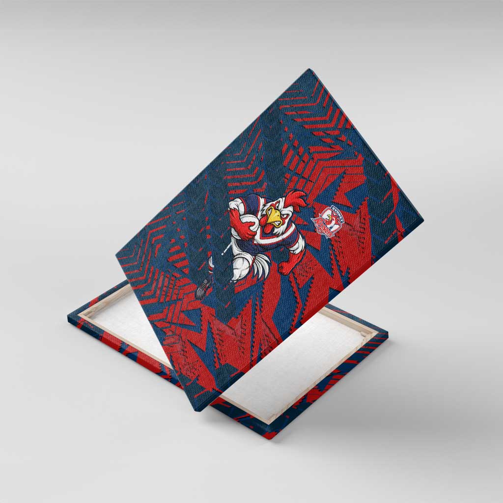 Sydney Roosters Rugby Canvas Wall Art Fierce Mascot Geometric Tribal Art