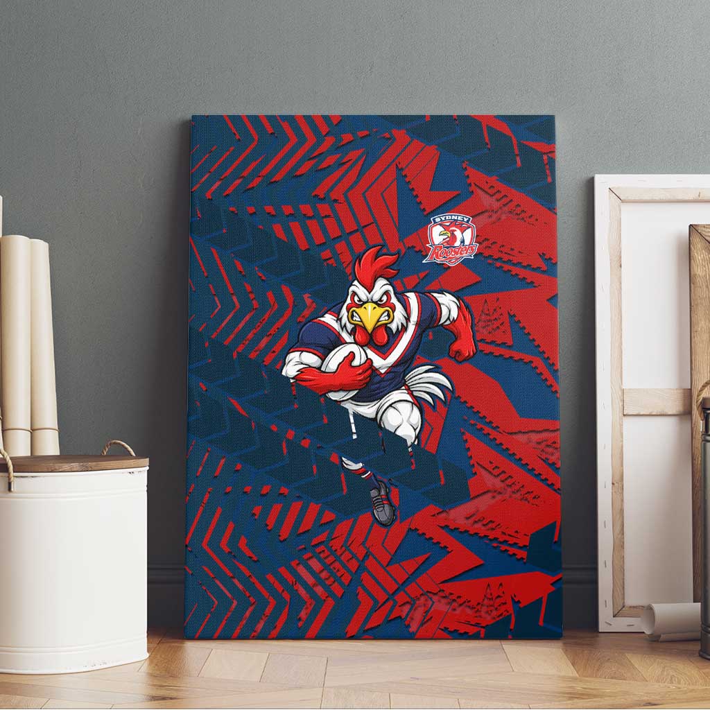 Sydney Roosters Rugby Canvas Wall Art Fierce Mascot Geometric Tribal Art