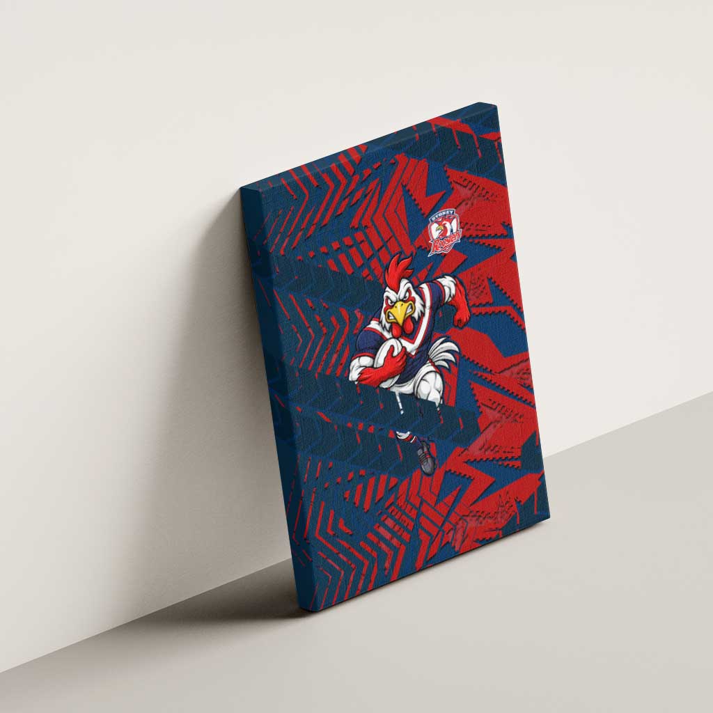 Sydney Roosters Rugby Canvas Wall Art Fierce Mascot Geometric Tribal Art
