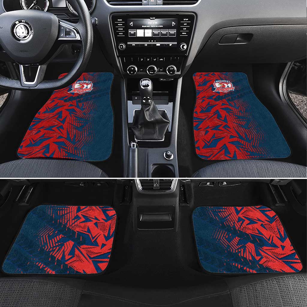 Sydney Roosters Rugby Car Mats Fierce Mascot Geometric Tribal Art