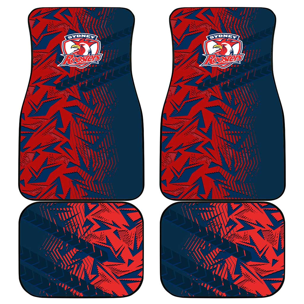 Sydney Roosters Rugby Car Mats Fierce Mascot Geometric Tribal Art