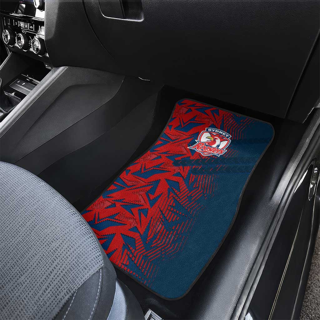 Sydney Roosters Rugby Car Mats Fierce Mascot Geometric Tribal Art