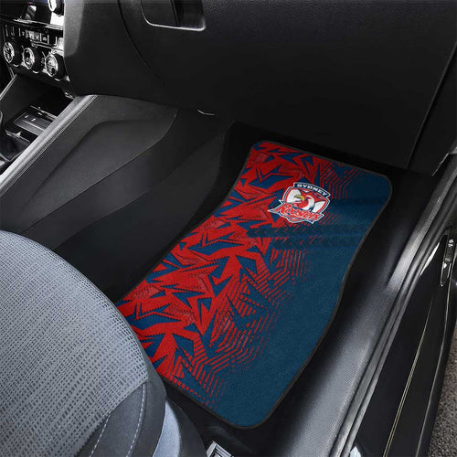 Sydney Roosters Rugby Car Mats Fierce Mascot Geometric Tribal Art