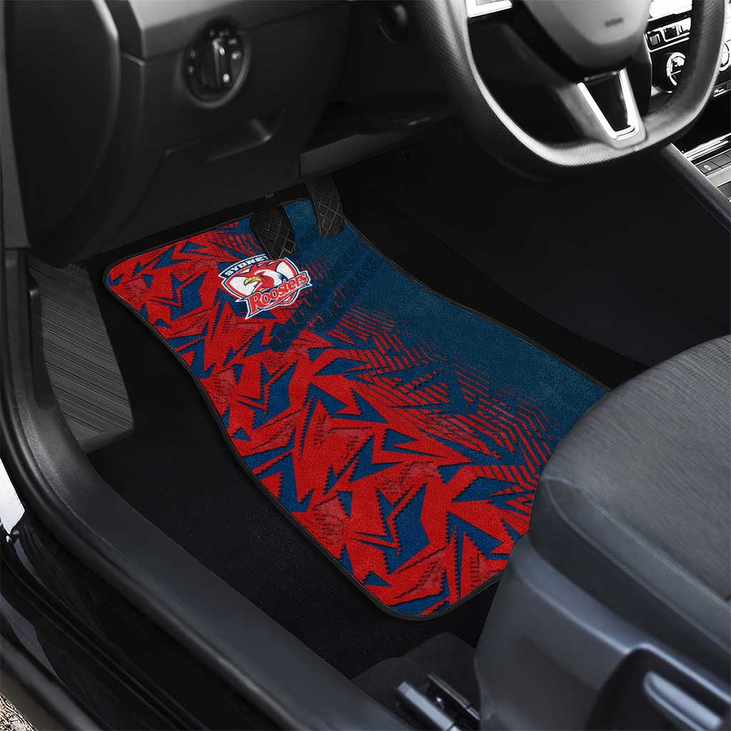 Sydney Roosters Rugby Car Mats Fierce Mascot Geometric Tribal Art
