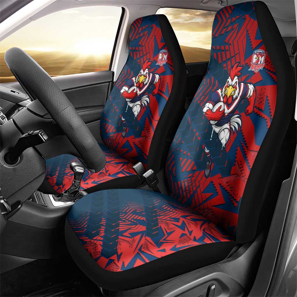 Sydney Roosters Rugby Car Seat Cover Fierce Mascot Geometric Tribal Art