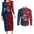 Sydney Roosters Rugby Couples Matching Long Sleeve Bodycon Dress and Long Sleeve Button Shirt Fierce Mascot Geometric Tribal Art