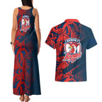 Sydney Roosters Rugby Couples Matching Tank Maxi Dress and Hawaiian Shirt Fierce Mascot Geometric Tribal Art