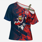 Sydney Roosters Rugby Cross Shoulder Shirt Fierce Mascot Geometric Tribal Art