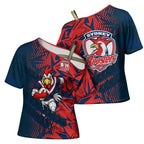 Sydney Roosters Rugby Cross Shoulder Shirt Fierce Mascot Geometric Tribal Art