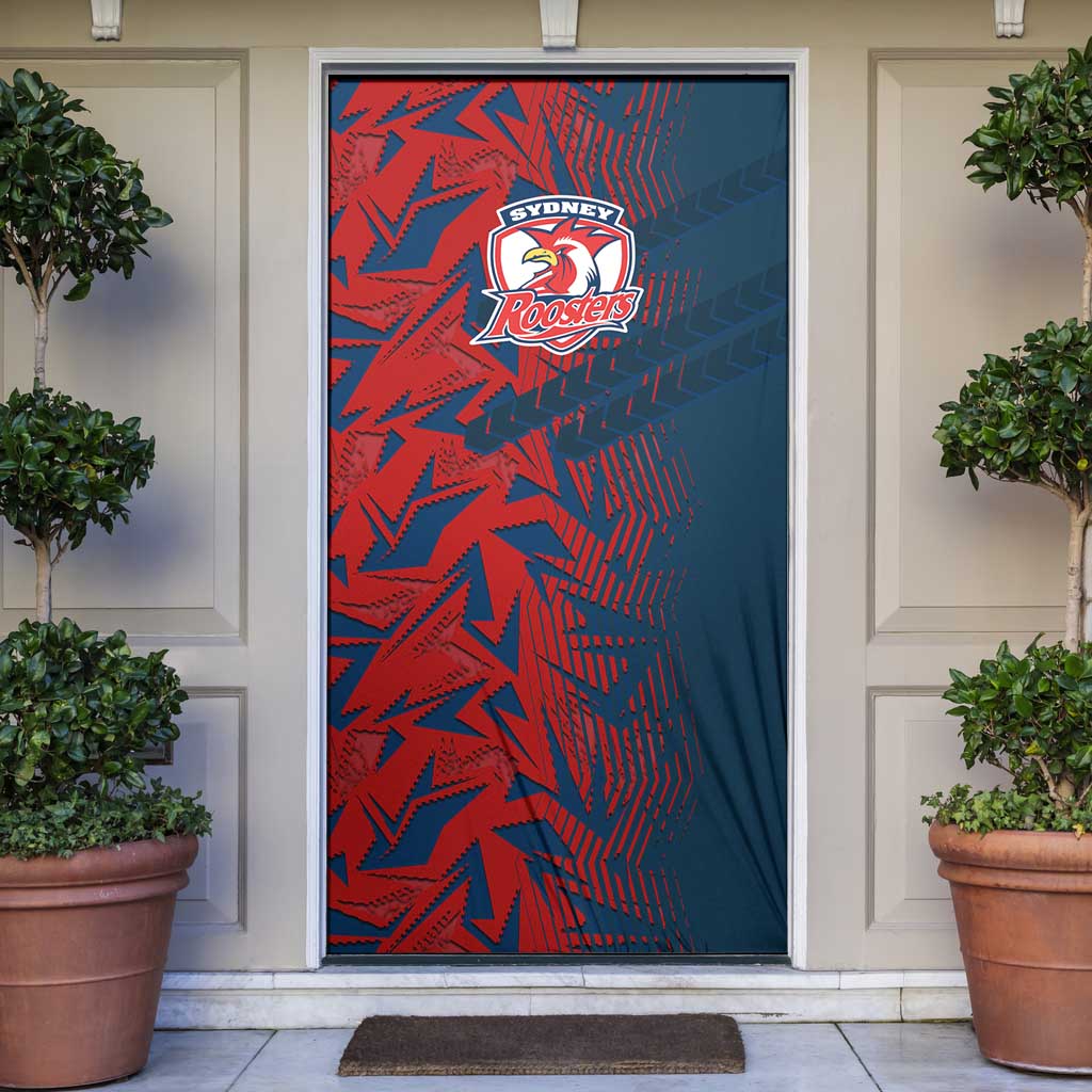 Sydney Roosters Rugby Door Cover Fierce Mascot Geometric Tribal Art