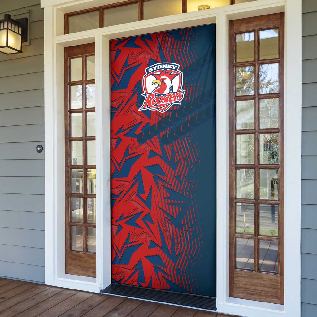 Sydney Roosters Rugby Door Cover Fierce Mascot Geometric Tribal Art