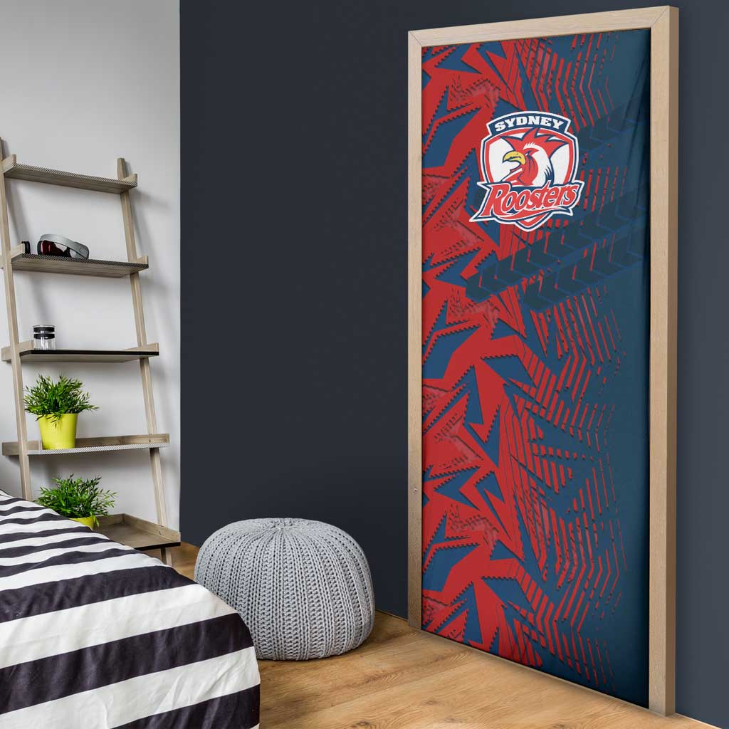 Sydney Roosters Rugby Door Cover Fierce Mascot Geometric Tribal Art