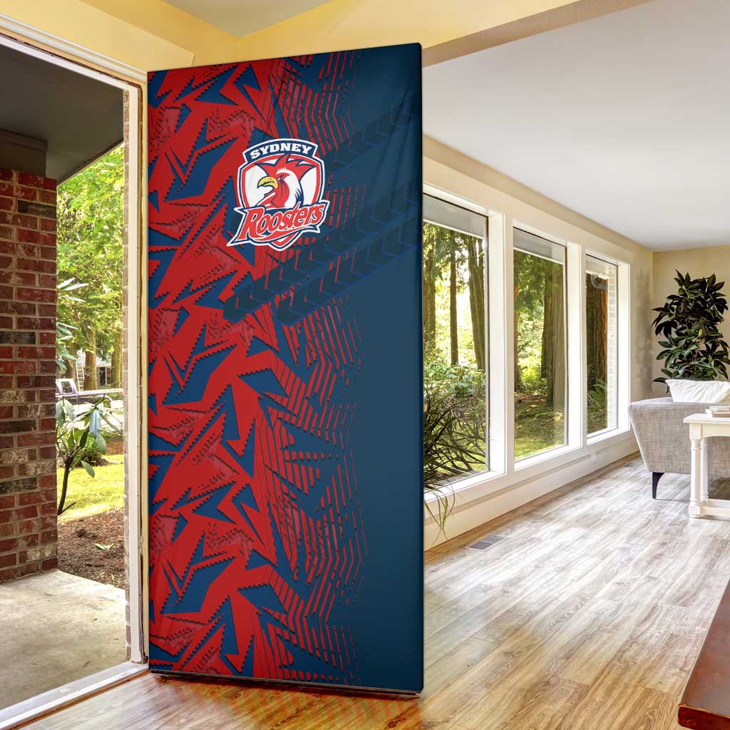 Sydney Roosters Rugby Door Cover Fierce Mascot Geometric Tribal Art