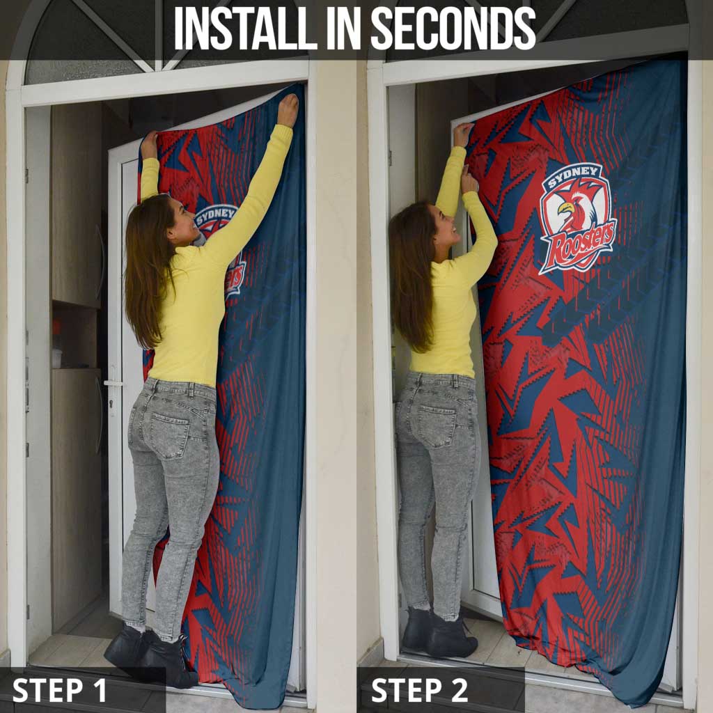 Sydney Roosters Rugby Door Cover Fierce Mascot Geometric Tribal Art