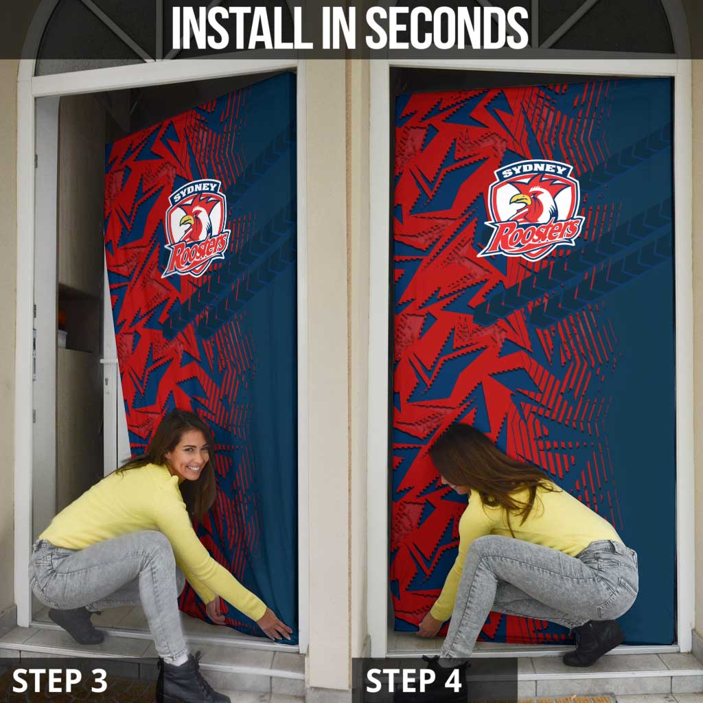 Sydney Roosters Rugby Door Cover Fierce Mascot Geometric Tribal Art