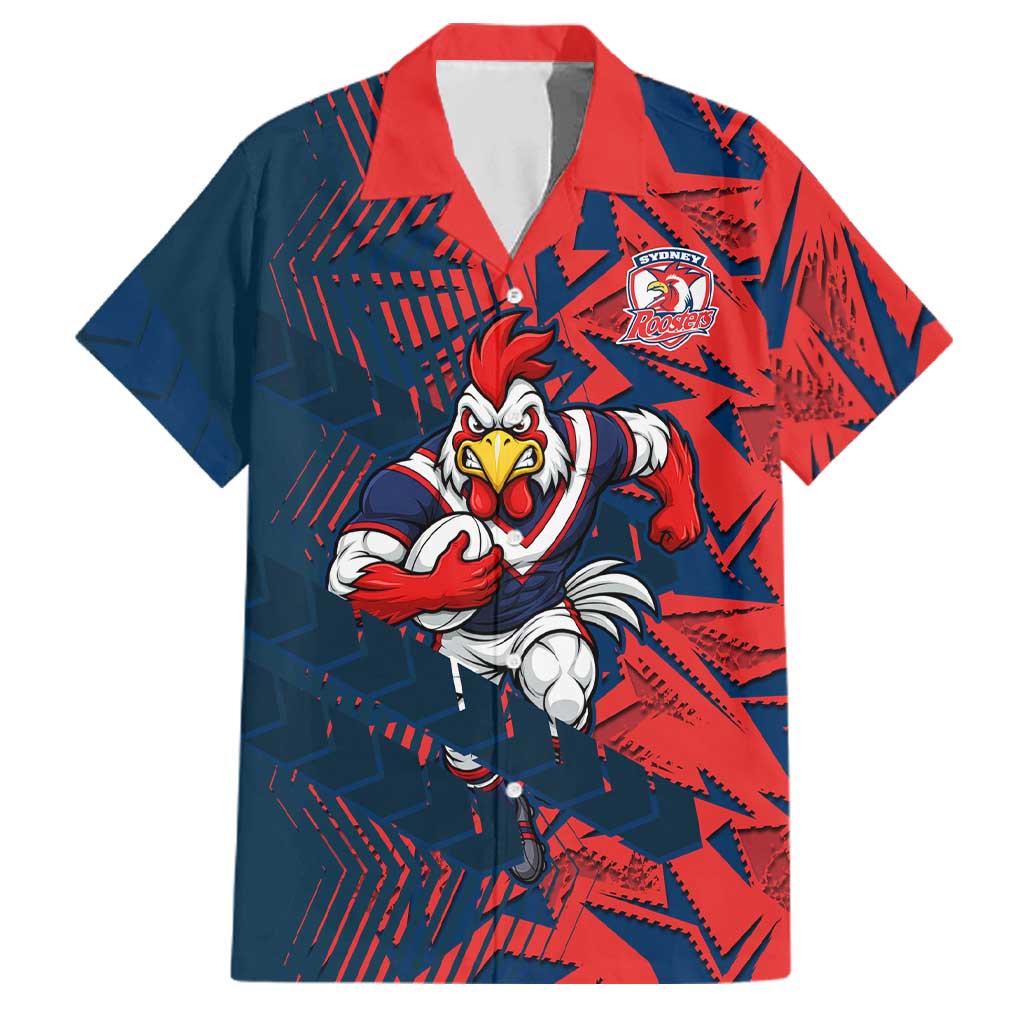 Sydney Roosters Rugby Family Matching Mermaid Dress and Hawaiian Shirt Fierce Mascot Geometric Tribal Art