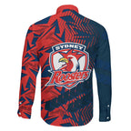 Sydney Roosters Rugby Family Matching Mermaid Dress and Hawaiian Shirt Fierce Mascot Geometric Tribal Art
