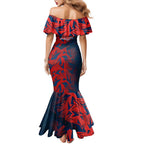 Sydney Roosters Rugby Family Matching Mermaid Dress and Hawaiian Shirt Fierce Mascot Geometric Tribal Art