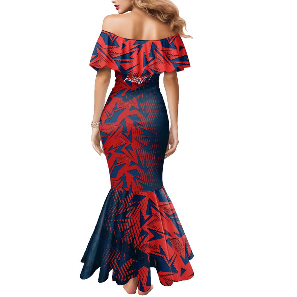 Sydney Roosters Rugby Family Matching Mermaid Dress and Hawaiian Shirt Fierce Mascot Geometric Tribal Art