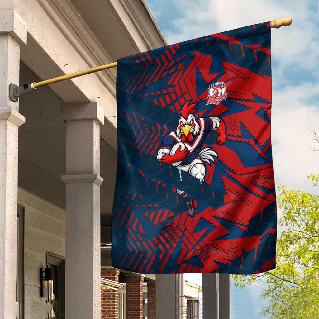 Sydney Roosters Rugby Garden Flag Fierce Mascot Geometric Tribal Art